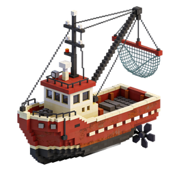 Pixelart-Fischerboot-Icon für maritime Themen