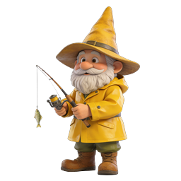 Charming 3D Fishing Gnome Character Icon
