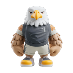 Fitness Eagle Mascot 3D Icon - Athletic Character