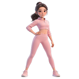 3D Fitness Girl Icon | Athletic Woman Character