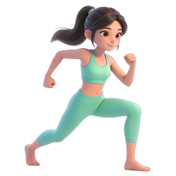 3D Fitness Runner Girl Icon - Athletic Character Illustration