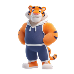 Personaggio tigre fitness - Icona mascotte cartone animato 3D