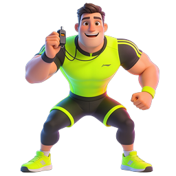 3D Fitness Trainer Character Icon - Athletic Coach