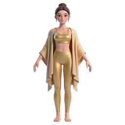Stylized 3D Fitness Woman Icon | Gold Athletic Outfit