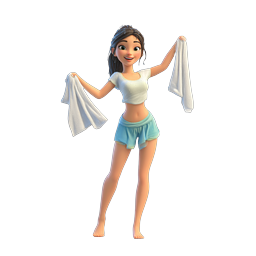 3D Fitness Woman with Towel Character Icon