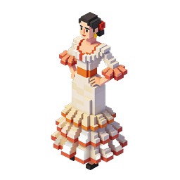 Icona Pixel Art 3D Voxel Ballerina di Flamenco
