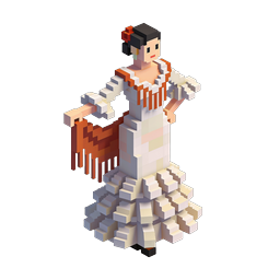 Isometric Flamenco Dancer Voxel Icon | Spanish Dance