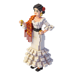Flamenco Dancer Icon - Vibrant Pixel Art Representation