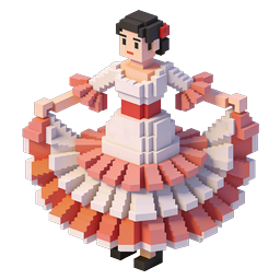 Flamenco Dancer Voxel Art 3D Icon