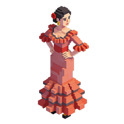 Flamenco Dancer Voxel 3D Pixel Art Icon