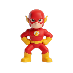 Flash Superhero Figure Icon - 3D Chibi Style