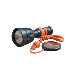 Tactical Flashlight with Orange Lanyard - 3D Icon