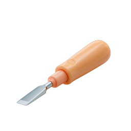 Flathead Chisel Tool Icon - Realistic 3D Render