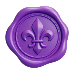 Purple Fleur-de-Lis Wax Seal 3D Icon | Royal Heraldic Symbol
