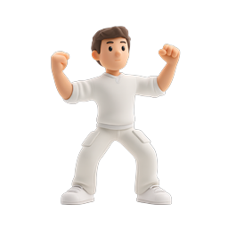 3D Flexing Strong Man Character Icon