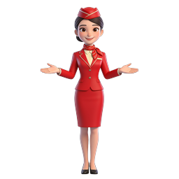 Biểu tượng nhân vật tiếp viên hàng không 3D