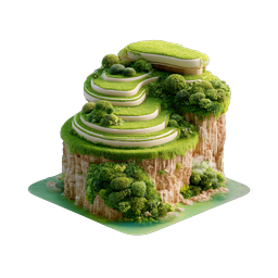 Ícone 3D de Natureza Ilha de Grama Flutuante - Design Isométrico