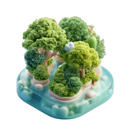 Floating Island Garden - 3D Clay Style Nature Icon