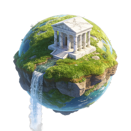 Floating Greek Temple Miniature World Icon