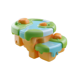 Floating Terrain Island 3D Icon | Clay Style
