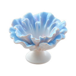 Eleganter dekorativer Blumenschale-Icon - Pastellblau & Weiß