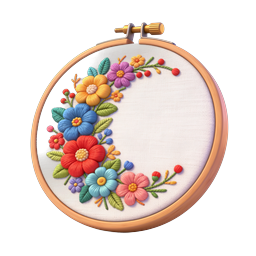 Floral Embroidery Hoop Icon - Colorful Craft Design