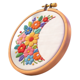 Floral Embroidery Hoop Icon - Colorful Needlework Design