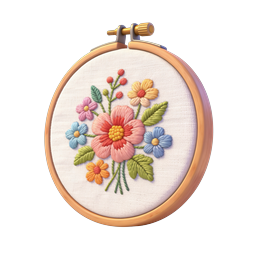 Floral Embroidery Hoop Icon | Handmade Craft 3D Illustration