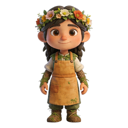 Cute Floral Crown Girl 3D Character Icon