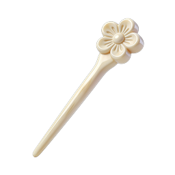 Icono 3D de horquilla floral elegante | diseño de margarita crema