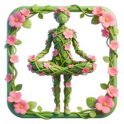 Floral Meditation Figure - Zen Wellness Icon
