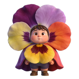 Cute 3D Flower Boy Character with Pansy Petals