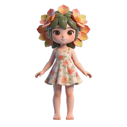Fofa garota flor – ícone de personagem 3D | Estilo chibi