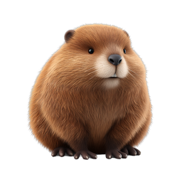 Adorable Fluffy Beaver Realistic 3D Icon | Wildlife