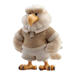Fluffy Bird Character 3D Render Icon