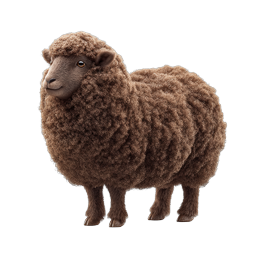 Fluffy Brown Sheep - Realistic 3D Farm Animal Icon
