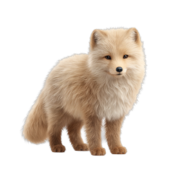 Fluffy Cream Fox Icon - Realistic Animal Illustration