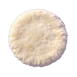Tappeto rotondo in pelliccia crema soffice – icona decorazione casa accogliente