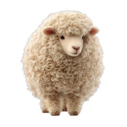 Fluffy Curly Sheep Icon - Cute Farm Animal Illustration