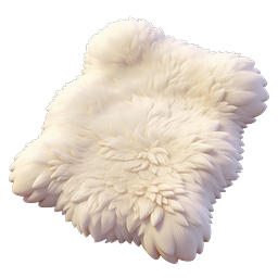 Fluffy Fur Rug Icon | Realistic 3D Sheepskin Texture