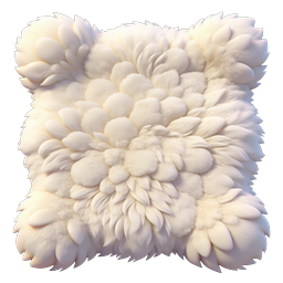 Fluffy Fur Texture Icon - Soft Cream Plush Square