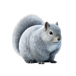 Fluffy Gray Squirrel Realistic 3D Icon | Wildlife Animal