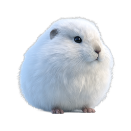 Fluffy White Guinea Pig Icon - Realistic 3D Pet Animal