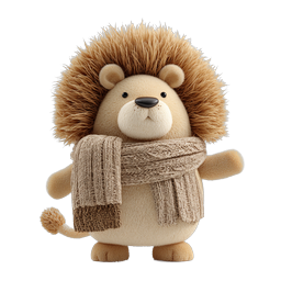 Icône de personnage 3D peluche lion fluffy adorable
