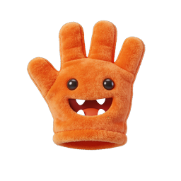 Icône de main de monstre orange pelucheuse 3D – personnage mignon