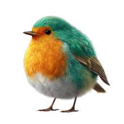Fluffy Robin Bird Icon - Realistic Wildlife Illustration