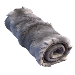 Fluffy Rolled Rug 3D Icon | Realistic Fur Carpet