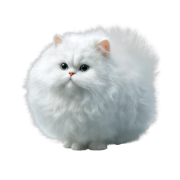 Fluffy White Persian Cat Icon - Adorable Pet Illustration