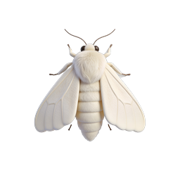 Fluffy White Moth 3D Icon - Cute Nature Illustration