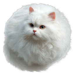 Fluffy White Persian Cat Icon - Adorable Pet Illustration